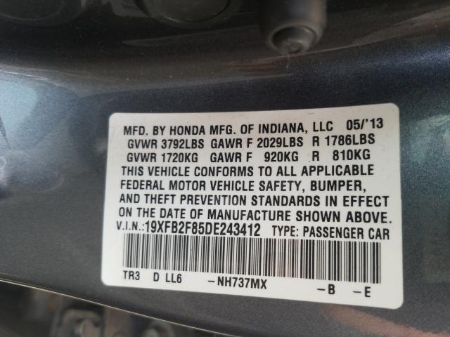 Photo 9 VIN: 19XFB2F85DE243412 - HONDA CIVIC EX 