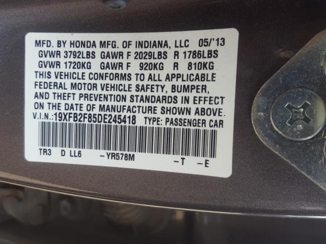 Photo 9 VIN: 19XFB2F85DE245418 - HONDA CIVIC EX 