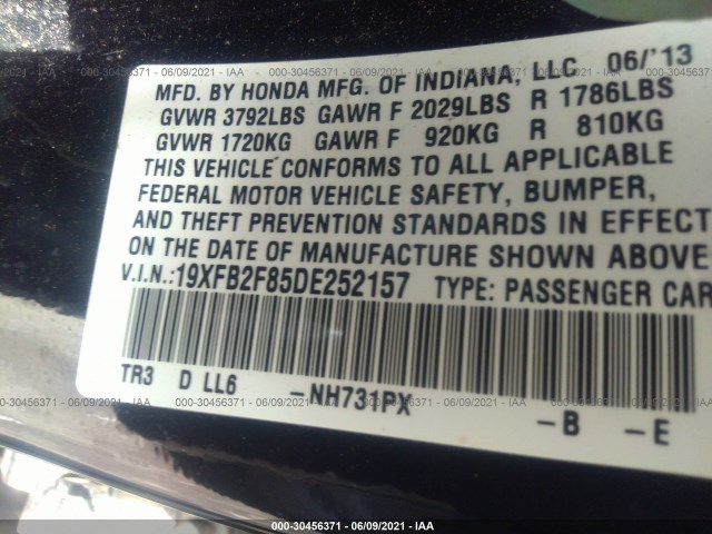 Photo 8 VIN: 19XFB2F85DE252157 - HONDA CIVIC SDN 