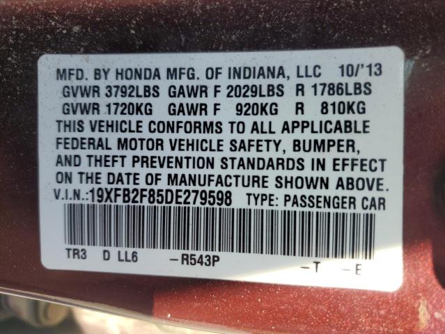 Photo 12 VIN: 19XFB2F85DE279598 - HONDA CIVIC EX 