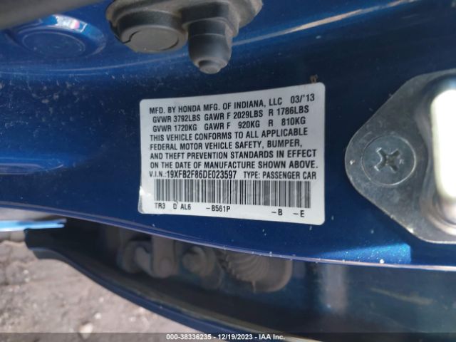 Photo 8 VIN: 19XFB2F86DE023597 - HONDA CIVIC 