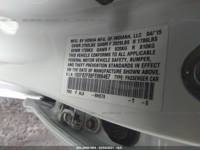 Photo 8 VIN: 19XFB2F86FE066467 - HONDA CIVIC SEDAN 