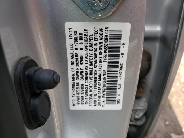 Photo 11 VIN: 19XFB2F87CE027625 - HONDA CIVIC EX 