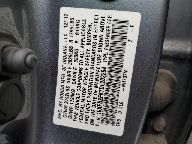 Photo 11 VIN: 19XFB2F87DE202294 - HONDA CIVIC EX 