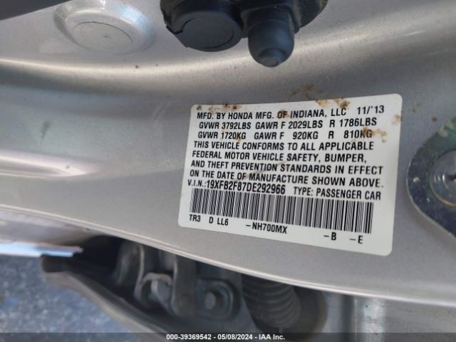 Photo 8 VIN: 19XFB2F87DE292966 - HONDA CIVIC 