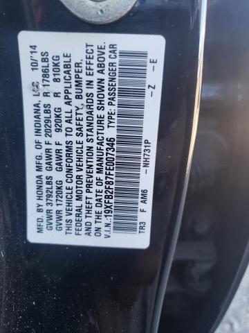 Photo 11 VIN: 19XFB2F87FE007346 - HONDA CIVIC SEDAN 