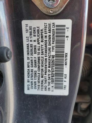 Photo 12 VIN: 19XFB2F87FE026740 - HONDA CIVIC EX 