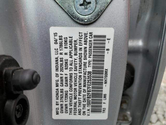 Photo 11 VIN: 19XFB2F87FE253538 - HONDA CIVIC EX 