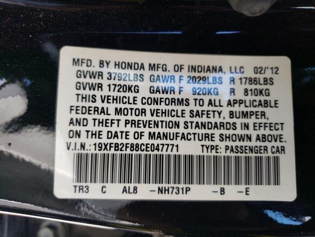 Photo 11 VIN: 19XFB2F88CE047771 - HONDA CIVIC EX 