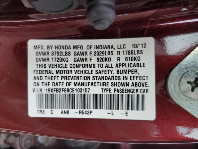 Photo 11 VIN: 19XFB2F88CE103157 - HONDA CIVIC 