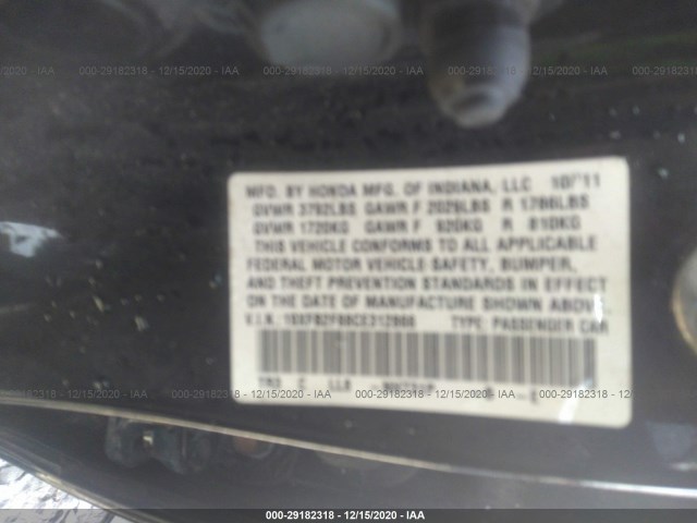 Photo 8 VIN: 19XFB2F88CE312866 - HONDA CIVIC SDN 