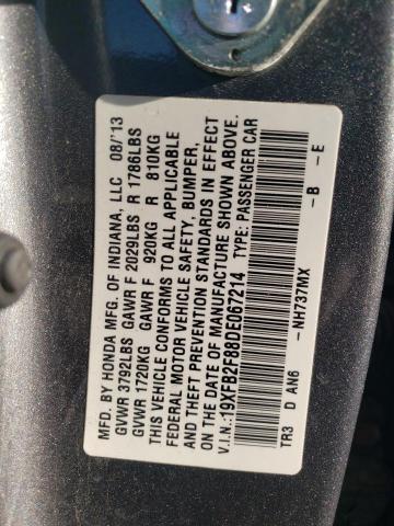 Photo 11 VIN: 19XFB2F88DE067214 - HONDA CIVIC EX 