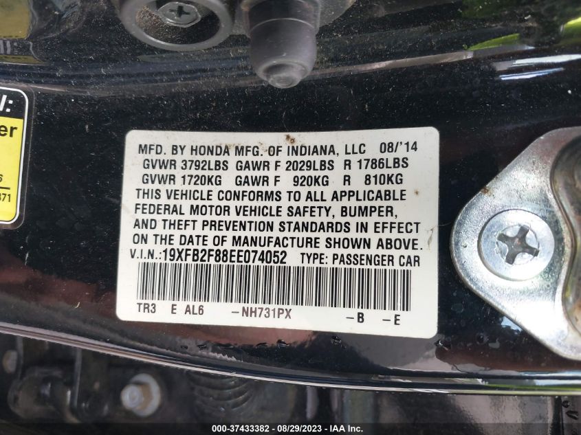 Photo 8 VIN: 19XFB2F88EE074052 - HONDA CIVIC 