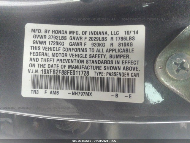 Photo 8 VIN: 19XFB2F88FE011728 - HONDA CIVIC SEDAN 