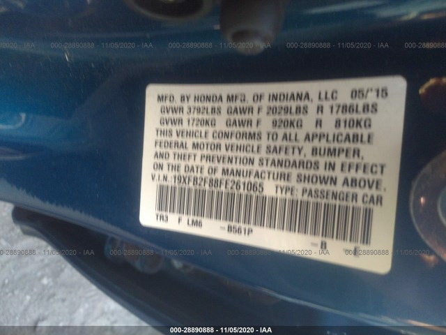 Photo 8 VIN: 19XFB2F88FE261065 - HONDA CIVIC SEDAN 