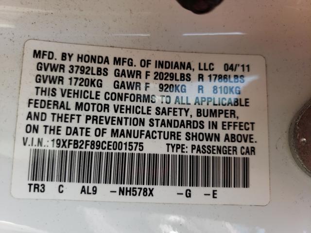 Photo 9 VIN: 19XFB2F89CE001575 - HONDA CIVIC EX 