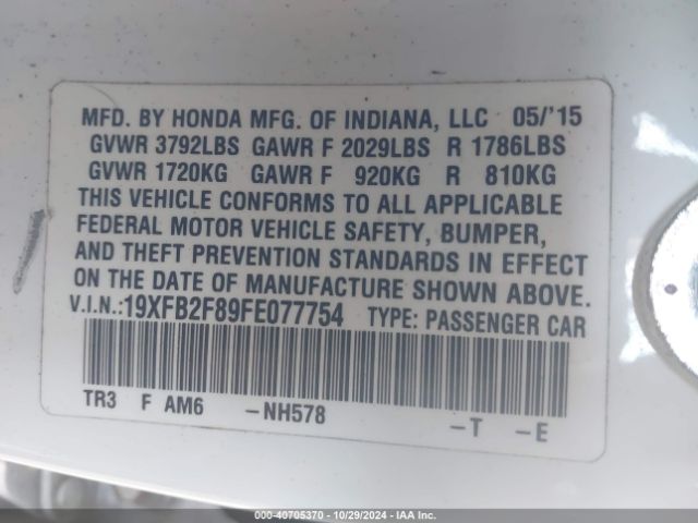 Photo 8 VIN: 19XFB2F89FE077754 - HONDA CIVIC 