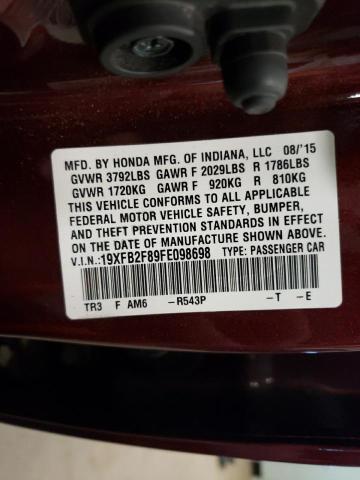 Photo 11 VIN: 19XFB2F89FE098698 - HONDA CIVIC 