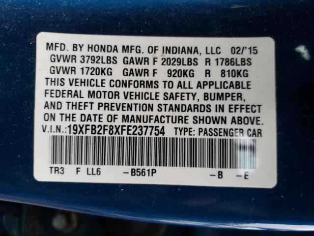 Photo 9 VIN: 19XFB2F8XFE237754 - HONDA CIVIC EX 