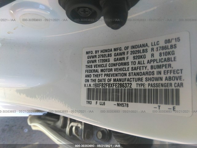 Photo 8 VIN: 19XFB2F8XFE286372 - HONDA CIVIC SEDAN 