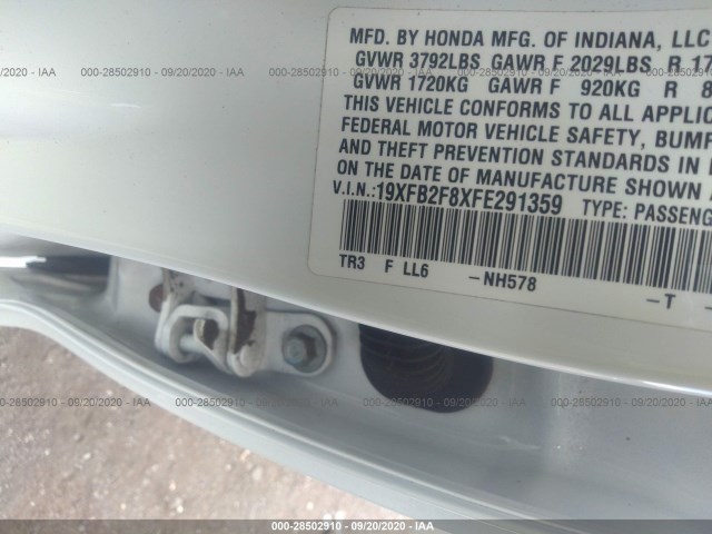 Photo 8 VIN: 19XFB2F8XFE291359 - HONDA CIVIC SEDAN 