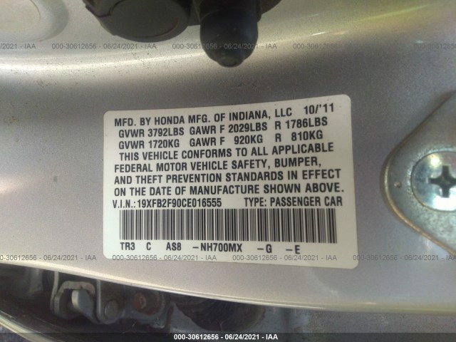 Photo 8 VIN: 19XFB2F90CE016555 - HONDA CIVIC SDN 