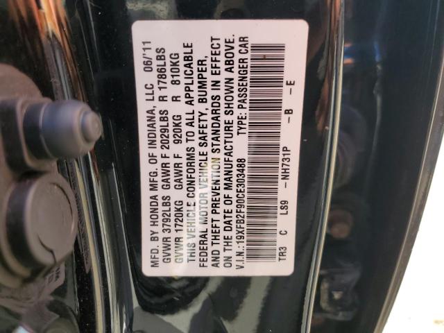 Photo 12 VIN: 19XFB2F90CE303488 - HONDA CIVIC 