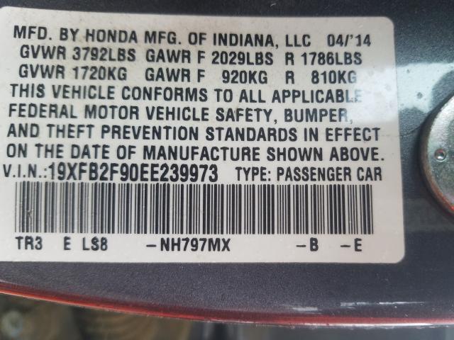 Photo 9 VIN: 19XFB2F90EE239973 - HONDA CIVIC EXL 