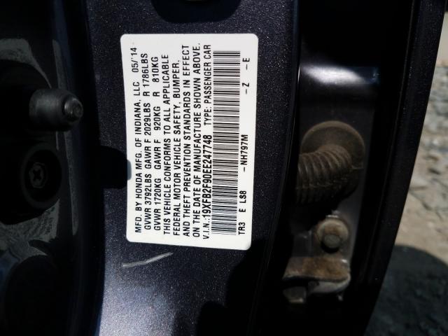 Photo 9 VIN: 19XFB2F90EE247748 - HONDA CIVIC EXL 