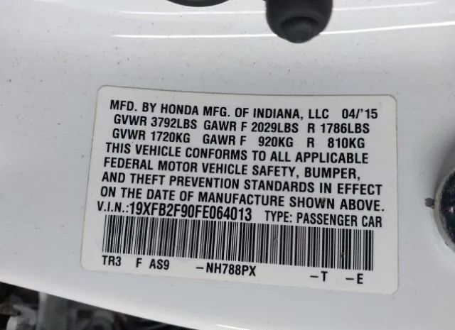 Photo 8 VIN: 19XFB2F90FE064013 - HONDA CIVIC 