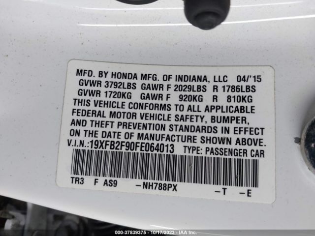 Photo 8 VIN: 19XFB2F90FE064013 - HONDA CIVIC 