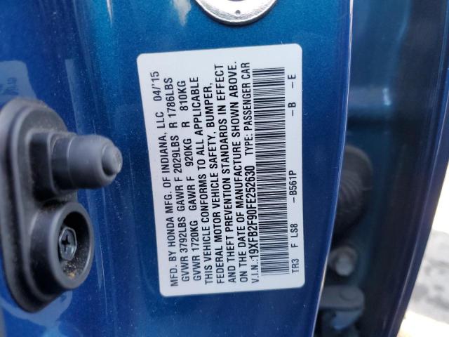 Photo 11 VIN: 19XFB2F90FE252630 - HONDA CIVIC EXL 