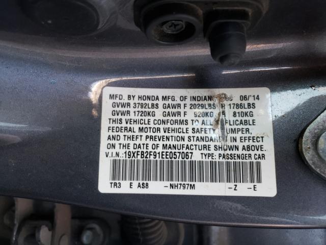 Photo 9 VIN: 19XFB2F91EE057067 - HONDA CIVIC EXL 