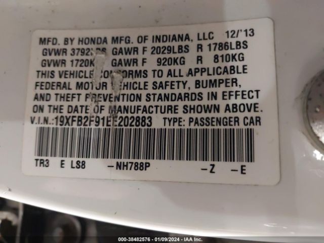 Photo 8 VIN: 19XFB2F91EE202883 - HONDA CIVIC 