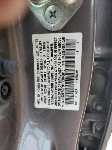 Photo 11 VIN: 19XFB2F91FE046815 - HONDA CIVIC EXL 