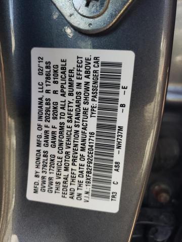 Photo 11 VIN: 19XFB2F92CE041716 - HONDA CIVIC 