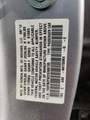 Photo 12 VIN: 19XFB2F92CE086705 - HONDA CIVIC EXL 