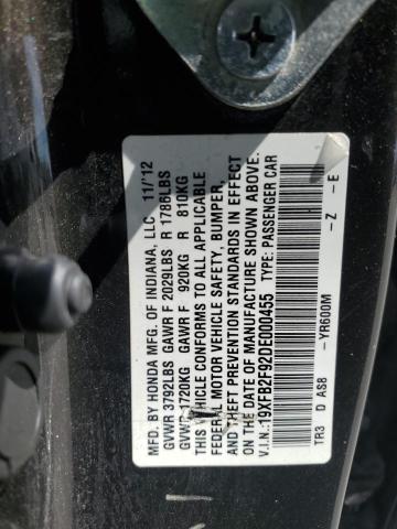 Photo 11 VIN: 19XFB2F92DE000455 - HONDA CIVIC EXL 