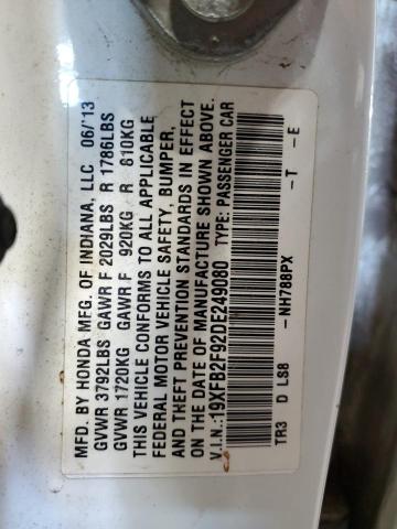 Photo 11 VIN: 19XFB2F92DE249080 - HONDA CIVIC EXL 