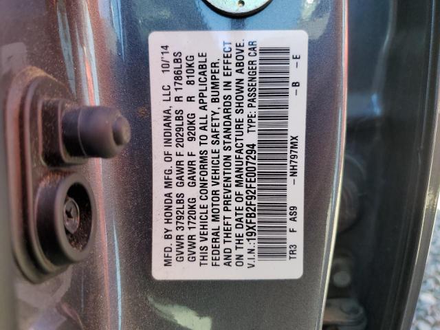 Photo 11 VIN: 19XFB2F92FE007294 - HONDA CIVIC EXL 