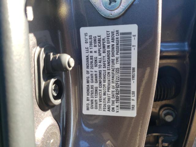 Photo 11 VIN: 19XFB2F92FE227955 - HONDA CIVIC 