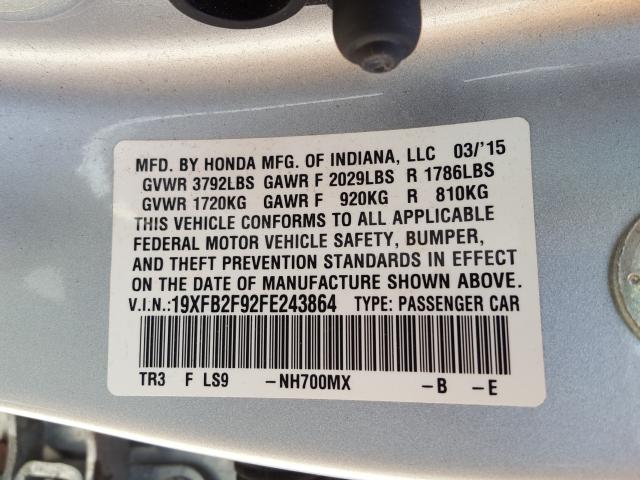 Photo 9 VIN: 19XFB2F92FE243864 - HONDA CIVIC EXL 