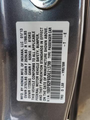 Photo 11 VIN: 19XFB2F93DE213799 - HONDA CIVIC EXL 