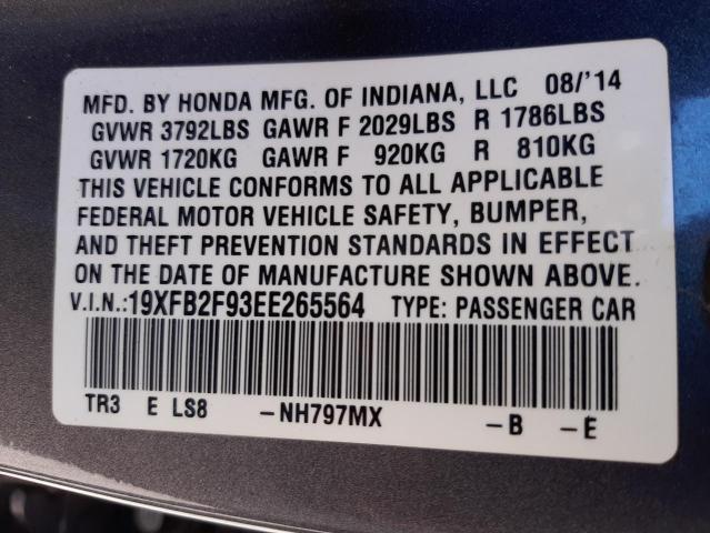 Photo 9 VIN: 19XFB2F93EE265564 - HONDA CIVIC EXL 