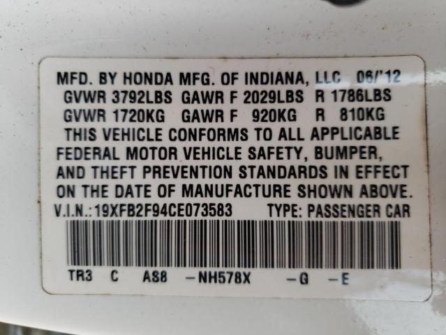 Photo 9 VIN: 19XFB2F94CE073583 - HONDA CIVIC EXL 