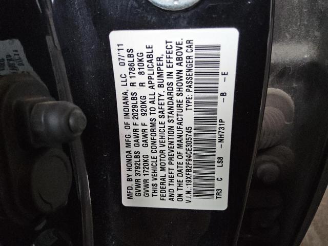 Photo 11 VIN: 19XFB2F94CE305745 - HONDA CIVIC EXL 