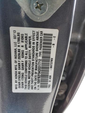 Photo 11 VIN: 19XFB2F94DE017712 - HONDA CIVIC EXL 