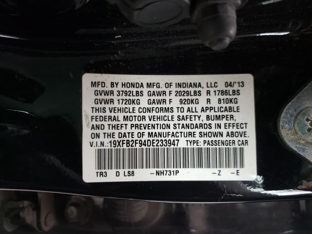 Photo 9 VIN: 19XFB2F94DE233947 - HONDA CIVIC EXL 