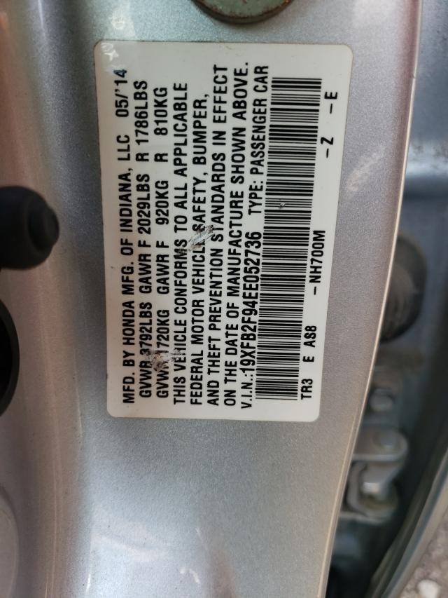 Photo 9 VIN: 19XFB2F94EE052736 - HONDA CIVIC EXL 