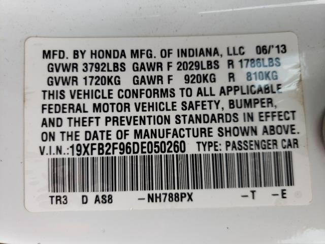 Photo 9 VIN: 19XFB2F96DE050260 - HONDA CIVIC EXL 